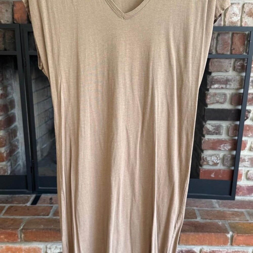 H&M Elegant Tan V-Neck Dress
